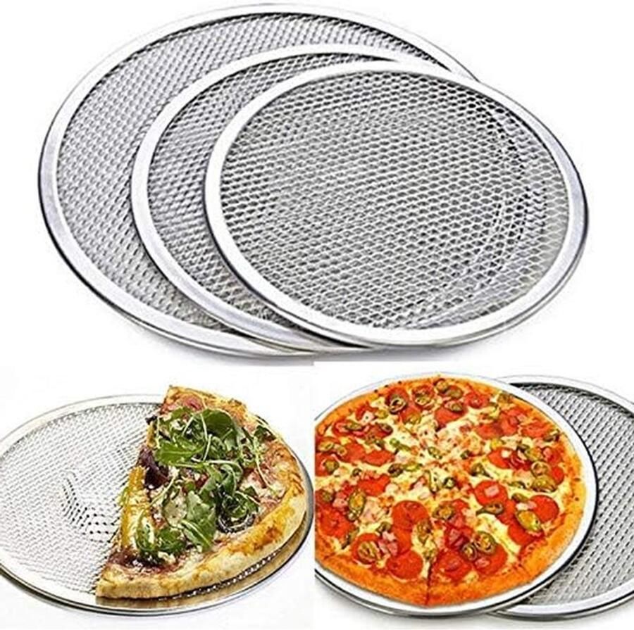 Pizzaplaat Pizza bakplaat Pizza bakken Geperforeerd oppervlak 20 cm Zilver