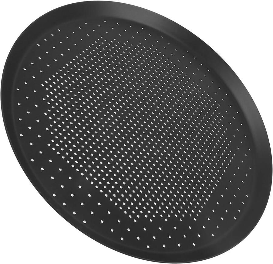 Pizzaplaat Rond Bakplaat Oven Pizza Bakken Geperforeerd Antiaanbak 33 cm Diameter Zwart