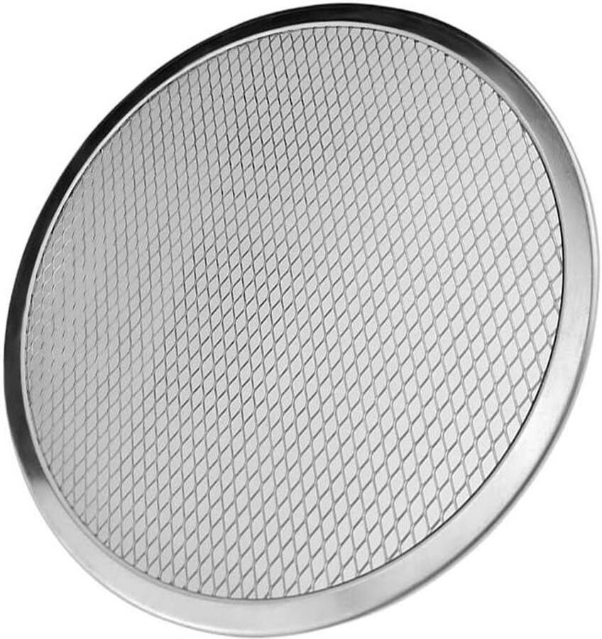 Pizzaplaat Rond Bakplaat Pizza Knapperige Bodem Geperforeerd Oppervlak 254 cm Aluminiumkleurig