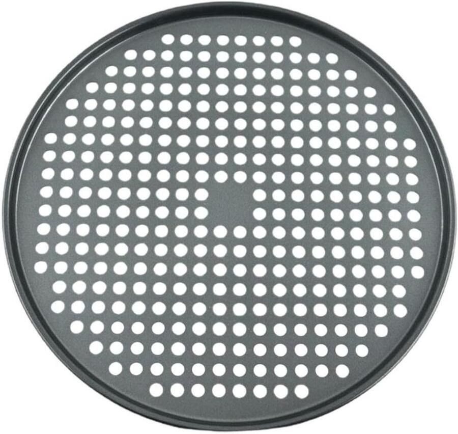Pizzaplaat Rond Bakplaat Pizza Perfect Bakken Met Luchtgaten 37 cm Donkergrijs