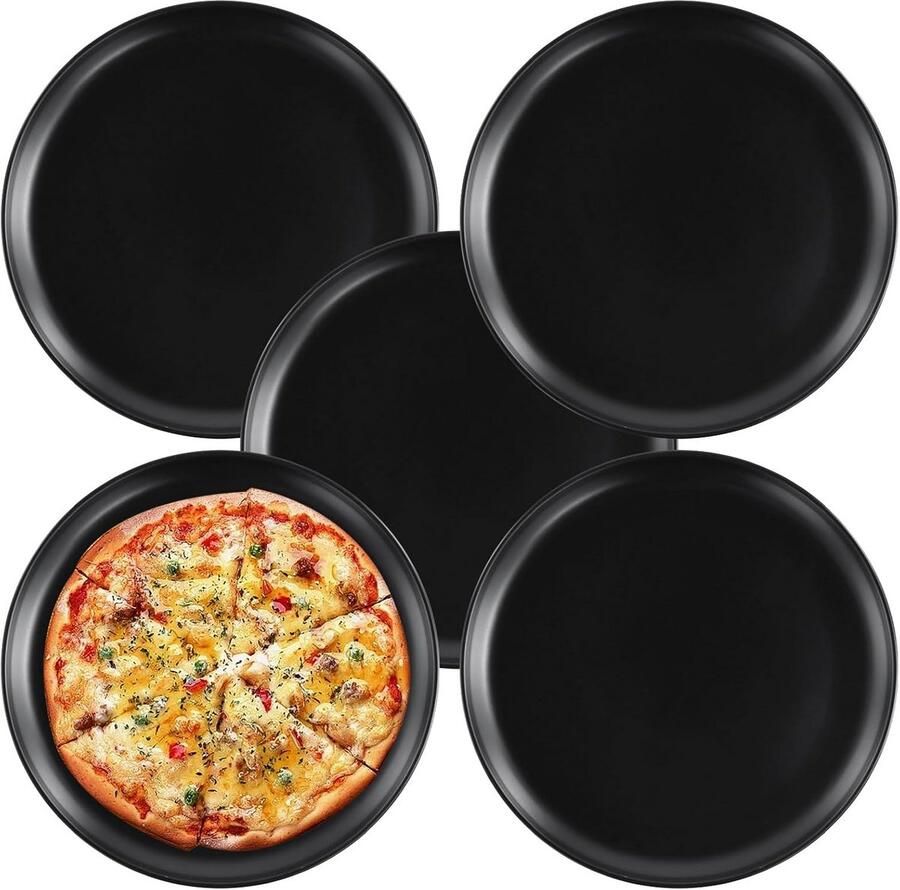 Pizzaplaat Rond Ovenplaat Bakplaat Pizza Bakken Anti-aanbaklaag 30 cm Zwart