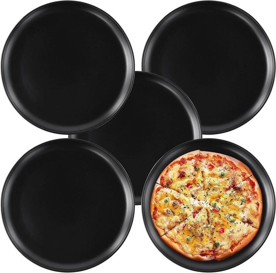 Pizzaplaat Rond Ovenplaat Bakplaat Pizza Bakken Roestvrij Staal 30 cm Zwart