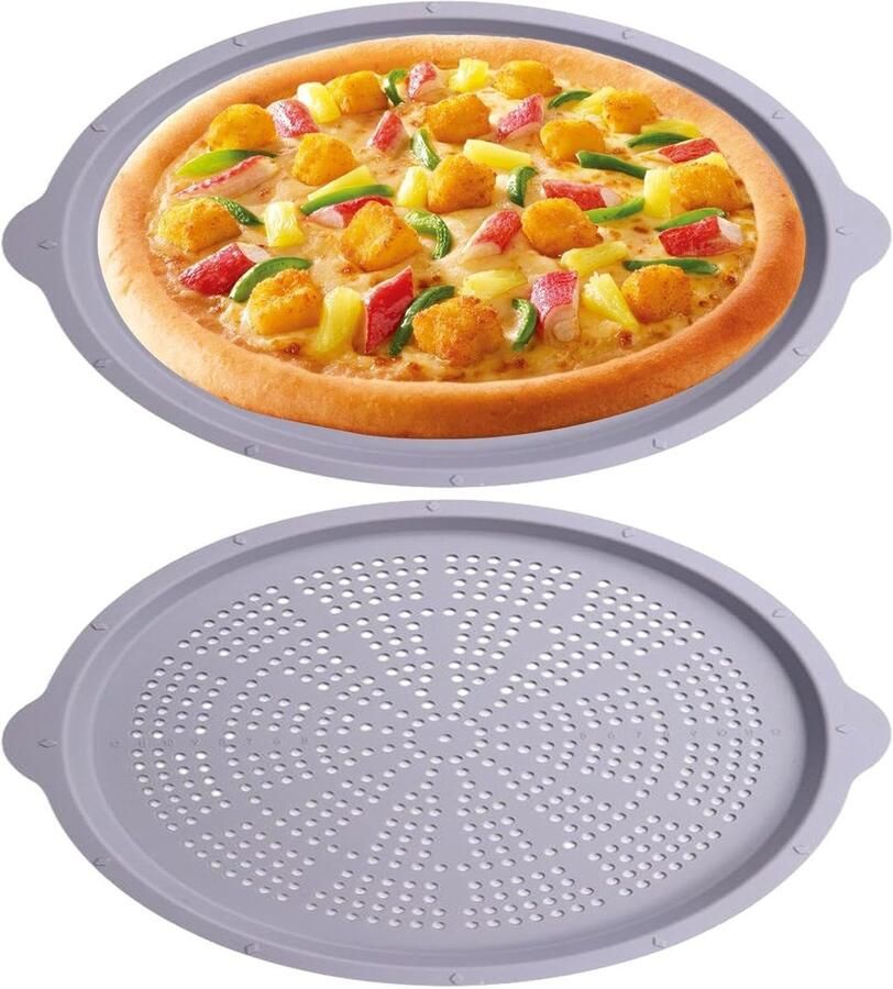 Pizzaplaat Siliconen Bakplaat Oven Knapperige Bodem Antiaanbaklaag 40x40 cm Grijs