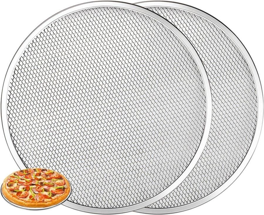 Pizzaplaten Aluminium Bakplaten Oven Bakken Gaasstructuur 305 cm Zilver