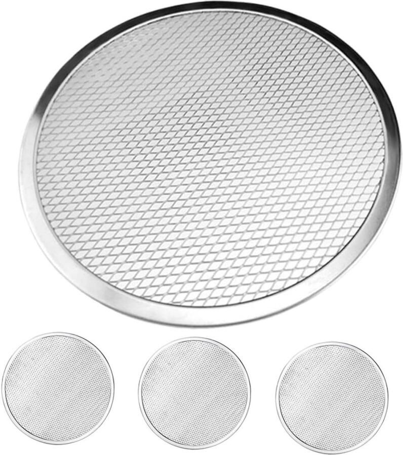 Aluminium Pizzaplaten Pizzaroosters Bakplaten Gelijkmatig Bakken Gaasontwerp 20.30CM Wit