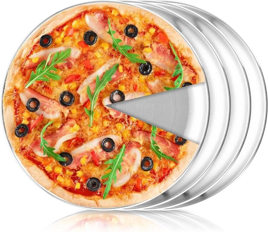 Pizzaplaten Bakplaten Oven Bakken Antiaanbaklaag 30 cm Zilver