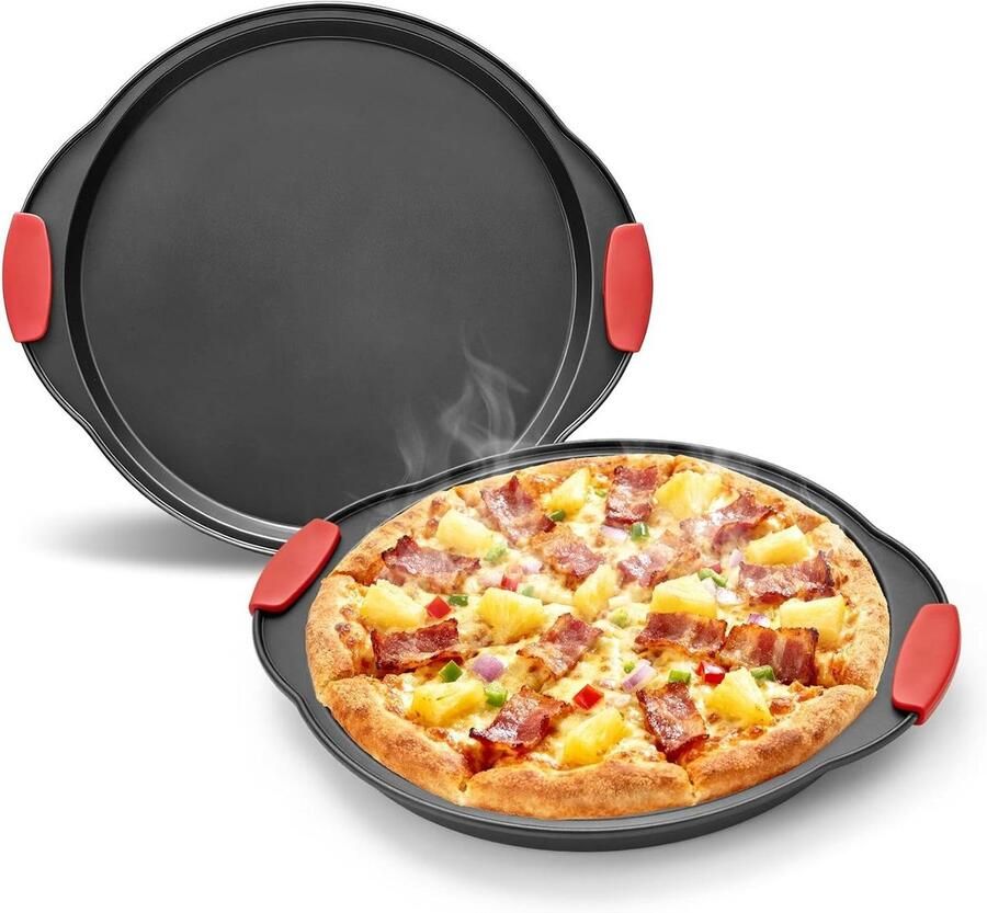 Pizzaplaten Bakplaten Pizza Bakken Antiaanbaklaag 376 x 33 x 2 cm Zwart
