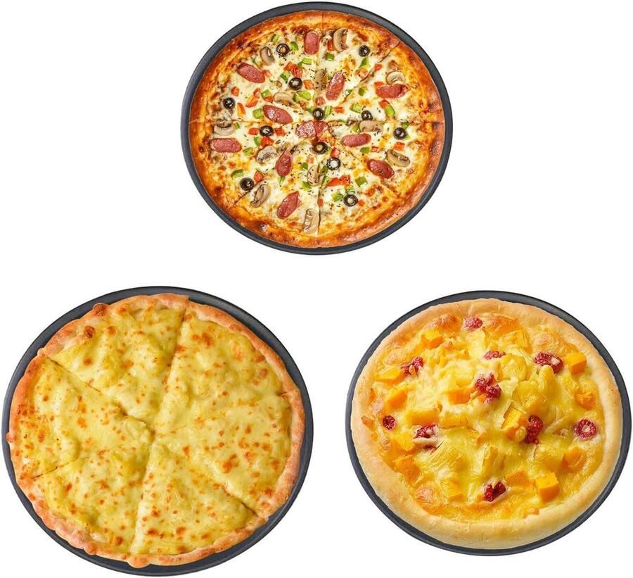 Pizzaplaten Bakplaten Thuis bakken Antiaanbaklaag 33 cm Zwart