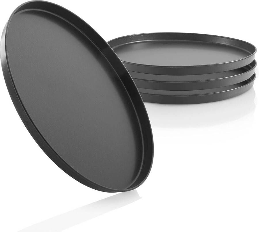 Pizzaplaten set van 4 28 cm antiaanbaklaag multifunctionele bakplaat voor pizza en meer