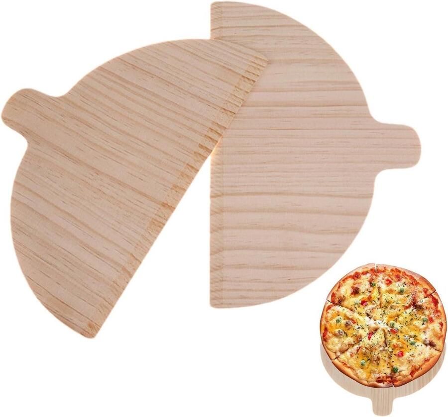 Pizzaschaal Set Bakplank Hout Pizza Bakken Set van Twee 28 x 17 cm Natuurlijk Hout