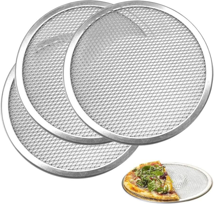 Pizzascherm Bakplaat Pizza Pan Oven Bakken Naadloze Rand 30 cm Diameter Zilver
