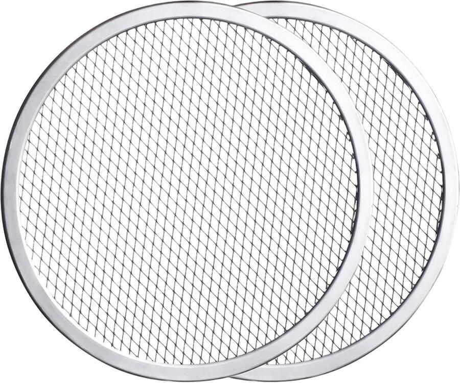 Pizzascherm Set Bakplaat Pizza Bakken Gelijkmatige Warmte 2 Stuks 10 Inch Zilver