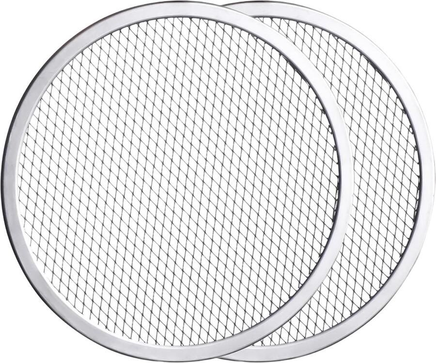 Pizzascherm Set Bakplaat Pizza Bakken Gelijkmatige Warmte 2 Stuks 10 Inch Zilverkleurig