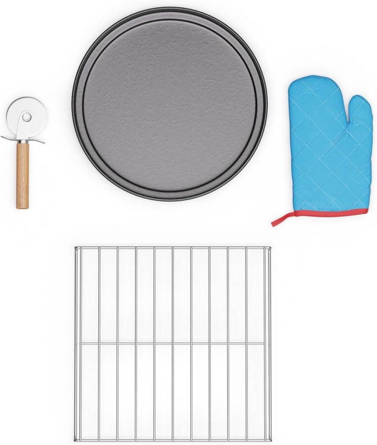 Pizzaset voor perfecte zelfgemaakte pizza 4-delige set met pizzasnijder pizzapan hittebescherming & pizzastandaard