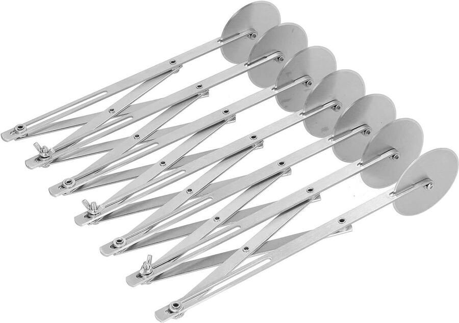 Pizzasnijder Meerdere Wielen Deegsnijder Browniesnijder Gelijkmatig Snijden Verstelbare Wielafstand 5.5 cm Wiel Diameter Zilver