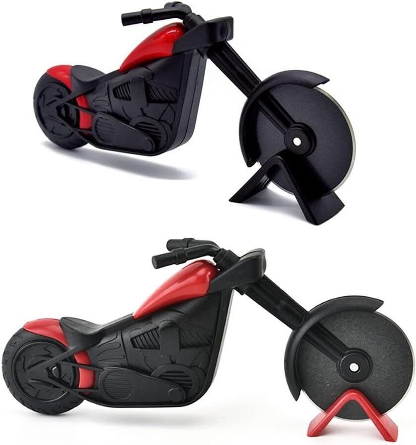 Pizzasnijder Motorfiets Pizza wiel Pizza snijden Dubbel snijwiel 19 x 12 cm Zwart