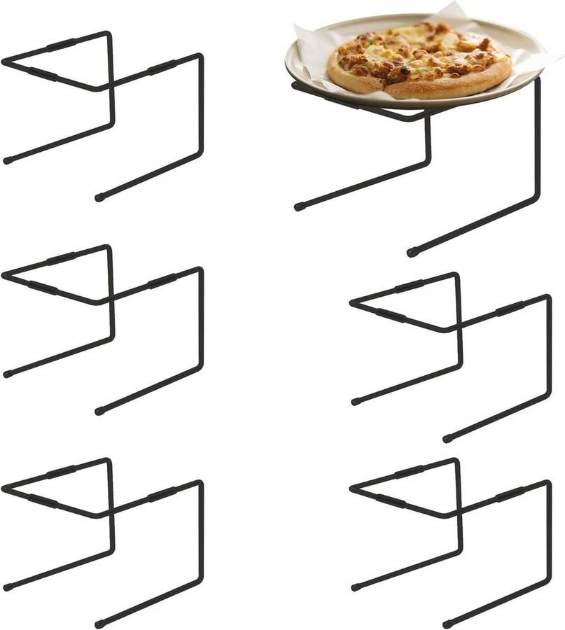 Pizzastandaard Panhouder Verhoger Buffet Display U-vorm Ontwerp 6 stuks Zwart