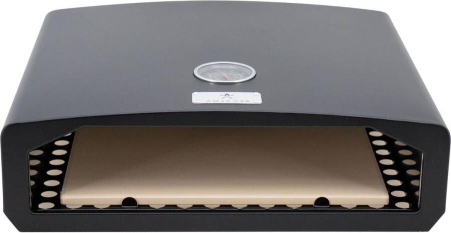 Pizzasteen voor Barbecue Roestvrijstalen Pizza Oven met Pizzaschep Buiten Pizzaoven incl. Thermometer Zwart