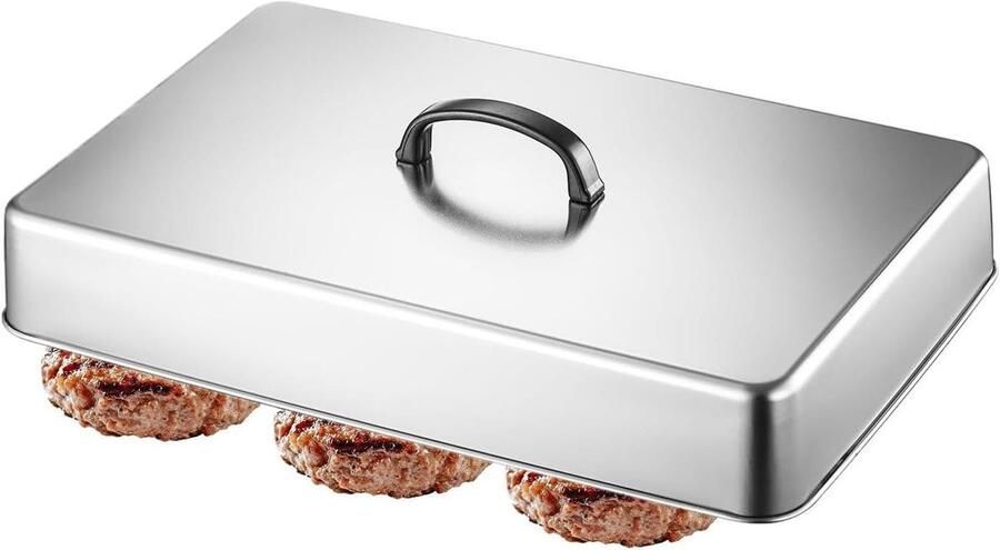 Plancha Bedruipkap Kookdeksel Rechthoekig Gelijkmatig Koken Hittebestendig Roestvrij Staal 43.8 x 28.5 cm Zilverkleurig