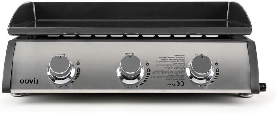 Plancha Gas Grill Buiten Koken Gezellig Buiten Eten Groot Kookoppervlak 61x38cm Zwart Metaal