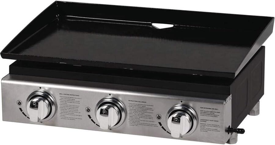 Plancha Gas Grill Buitenkeuken Plaat Buiten Koken 3 Krachtige Branders 59 x 55 x 23 cm