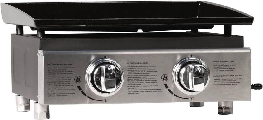 Plancha Gasbarbecue met 2 Branders 5 kW Compact en Snel Verwarmend