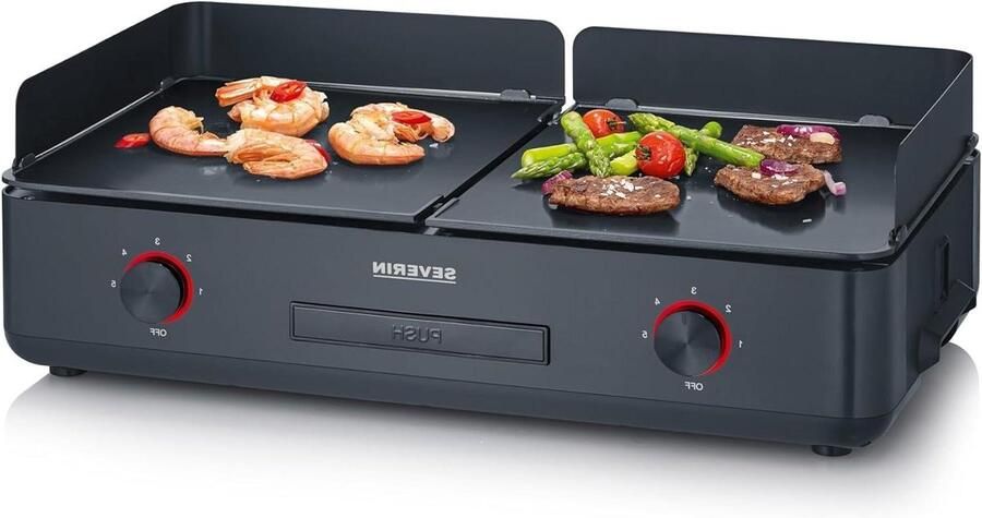 Plancha Grill Elektrische Grillplaat Gezond Grillen PFAS-vrije Keramische Coating 1300 cm² Zwart