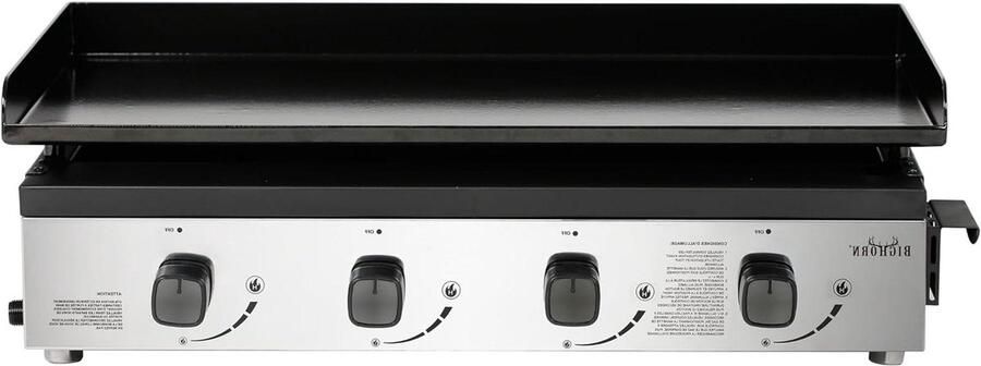 Plancha Grill Gas Grillplaat Buiten Koken 4 Instelbare Branders 73 x 43.5 x 24 cm Zwart