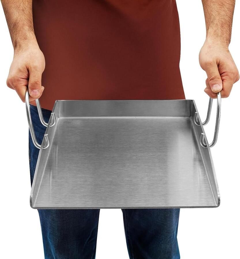 Plancha Grillplaat Bakplaat BBQ Buiten Koken Afneembare Handgrepen 40 x 30 cm Zilver