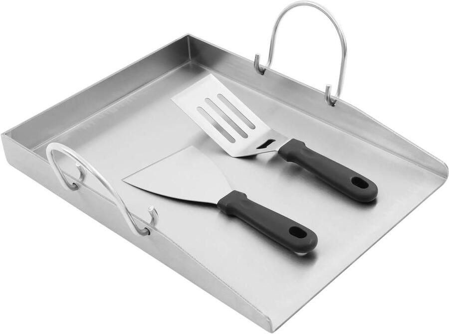 Plancha Grillplaat Bakplaat BBQ Buiten Koken Roestvrij Staal 40 x 30 cm Zilver