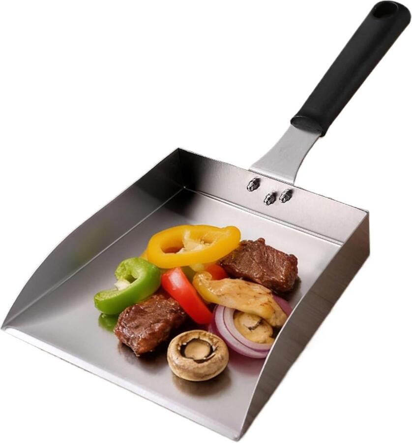 Grillplaat Schep Keuken Schraper Plat Koken Roestvrij Staal 19 x 17.78 cm Zilverkleurig