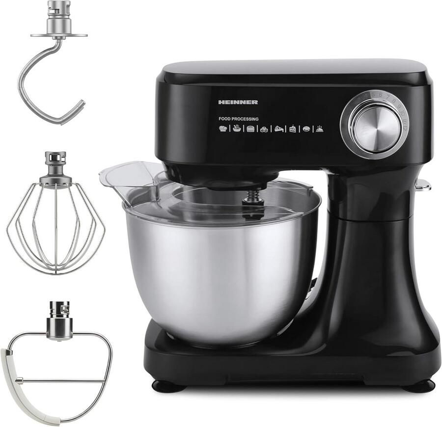 Planetaire Mixer Keukenmachine Bakken en Koken 12 Snelheden 3.5L Kom Zwart