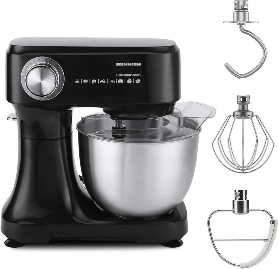 Planetaire Mixer Keukenmachine Deegmixer Bakken Ingrediënten Mengen 12 Snelheden Pulsefunctie 3.5L Kom Zwart