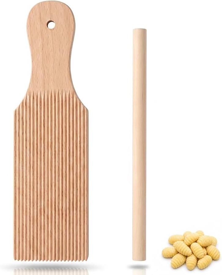 Plank noedelplank met oppervlak van beukenhout pastamachine 24 cm pastabord met handvat pastamachine voor zelfgemaakte gnocchi pastamachine keuken en doe-het-zelf pasta zelf maken
