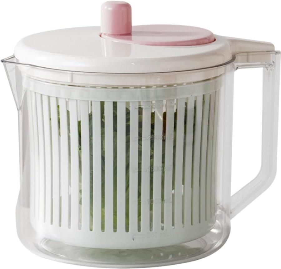 Slacentrifuge Kom Keuken Droger Salade Bereiding Handmatige Waterafvoer 25 x 20 x 20 cm Wit