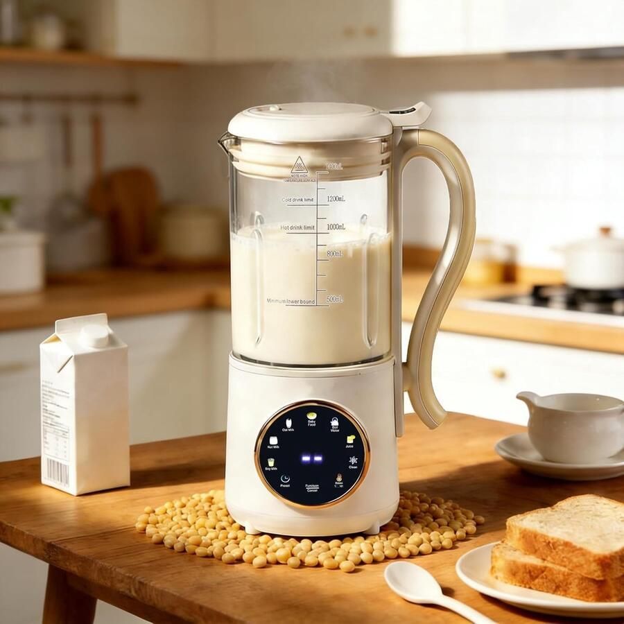 Plantenmelkmaker Zwart 1400 ml Met 16 Messen en LED-Display Voor Zelfgemaakte Plantaardige Melk