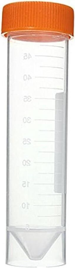 Plastic Centrifugeerbuis Schroefdop Flesjes Laboratorium Analyse Zelfstaande Bodem 50ml 10 Stuks Transparant Oranje
