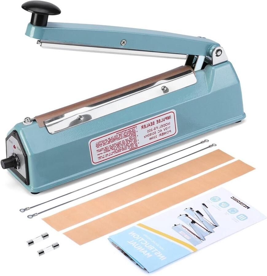 Plastic Versealer Zakafdichter Voedsel Bewaren Verstelbare Temperatuur 20 cm Blauw
