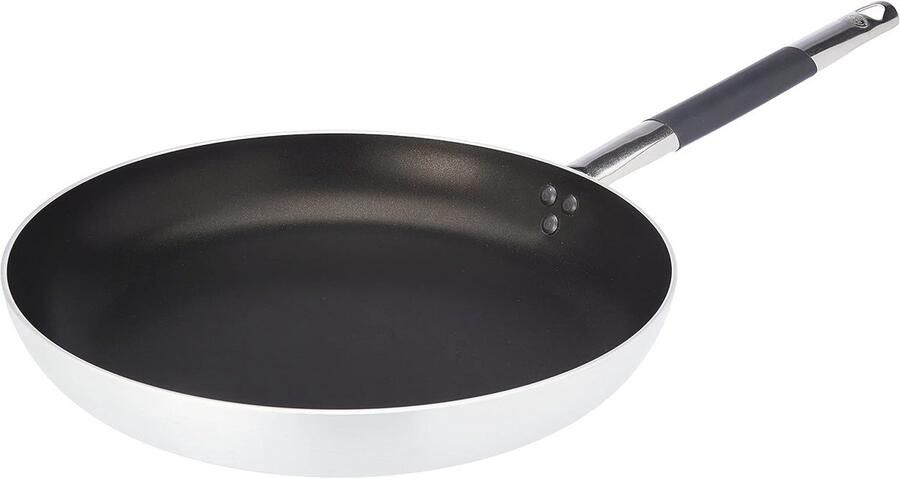 Plat Aluminium Kookpan met Roestvrijstalen Handgreep 32 cm