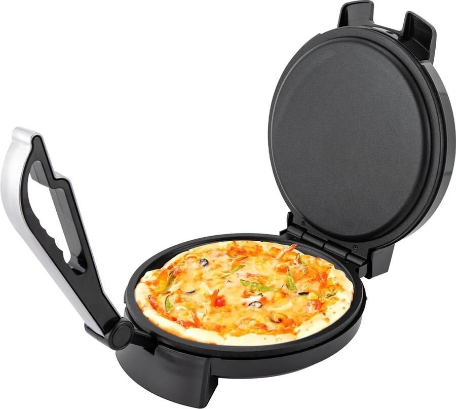 Platbrood Bakker Elektrische Koekenpan Platbrood Bakken Dubbelzijdig Verwarmen 33x21x27 cm Zilver