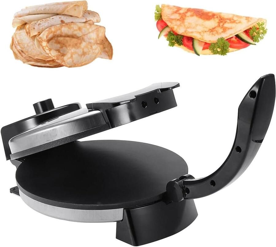 Platbrood Machine Roti Chapati Maker Thuis Gerechten Maken Dubbelzijdig Verwarmen 25 cm Plaat Zilverkleurig