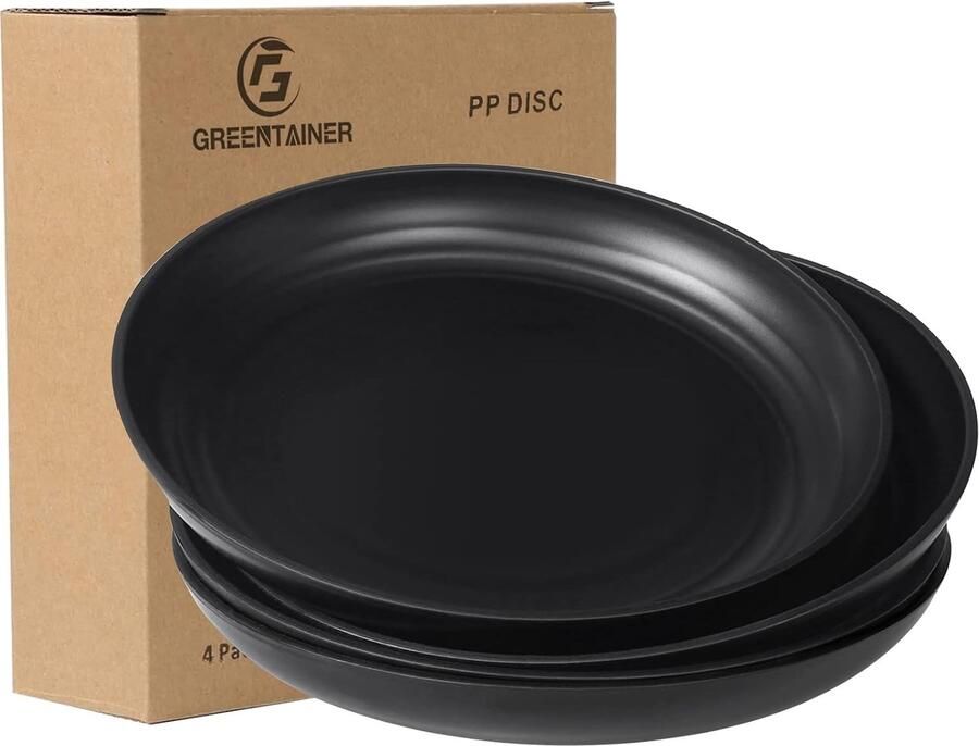Plate met 4 borden voor pizza pasta brood snacks en salades onbreekbaar veilig voor kinderen en volwassenen geschikt voor magnetron en vaatwasser lichtgewicht en duurzaam