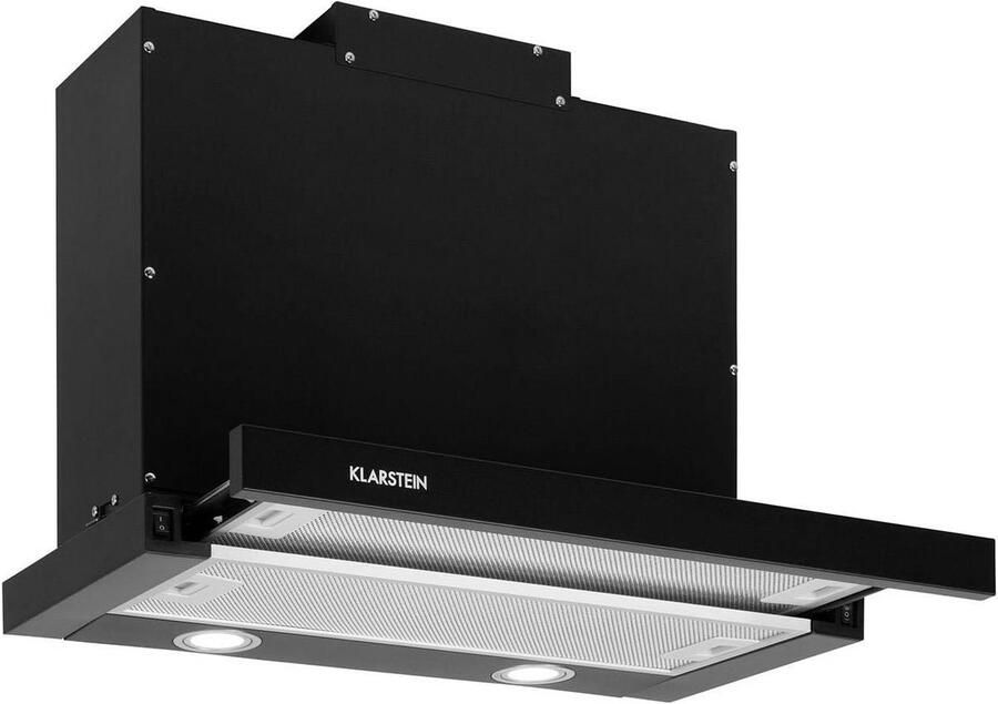 Platte Afzuigkap Onderbouw Uitlaat & Luchtcirculatie LED Verlichting 500 m³ h 60 cm Zwart