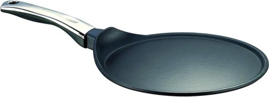 Platte bakplaat Koekenpan voor roti Pannenkoeken bereiden Aluminium uit één gietstuk 27 cm Zwart