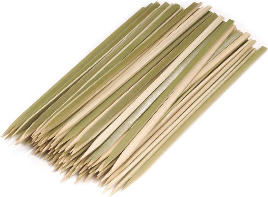 Platte Bamboe Spiesen BBQ Stokjes Gelijkmatig Grillen Voedsel Draait Niet 12 inch Natuurlijk