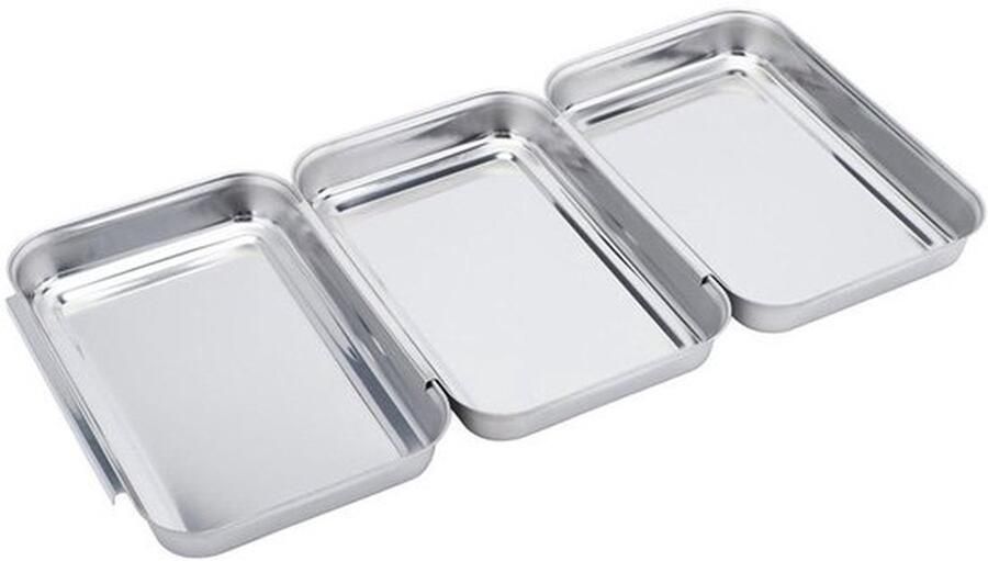 Platte Borden 3-delige Set Roestvrij Staal Rechthoekig Keukenaccessoires Duurzaam en Makkelijk te Reinigen Serveerschaal