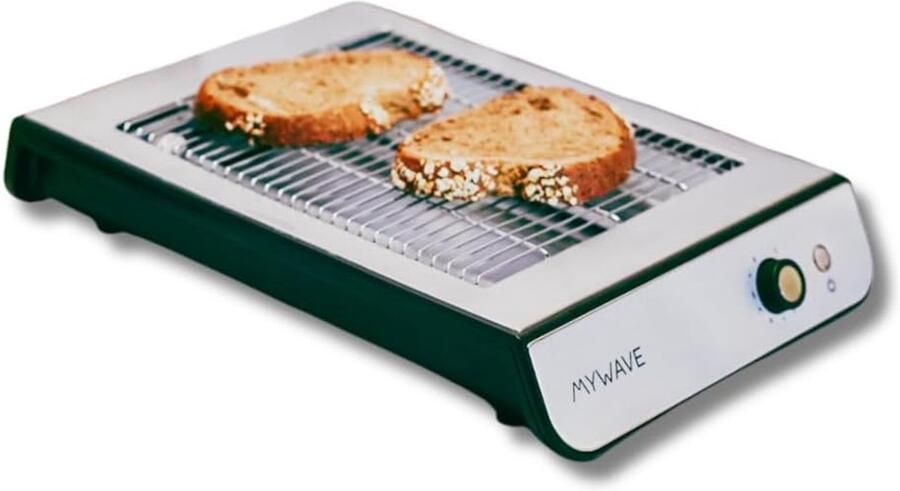 Platte Broodrooster Horizontale Rooster Ontbijt Bereiden Gelijkmatige Toast 900 W Vermogen Zilverkleurig
