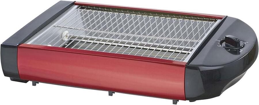 Platte Broodrooster Tafelrooster Sandwiches Bakken Roestvrij Staal Design 24x18.5cm Bakoppervlak Rood Zwart