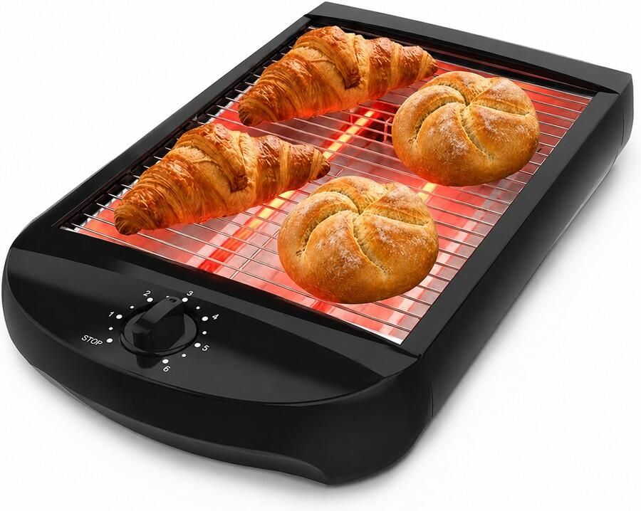 Platte Broodrooster Vlakke Toaster Tost Apparaat Tosti Ijzer Temperatuurregeling Brood Rooster Plat