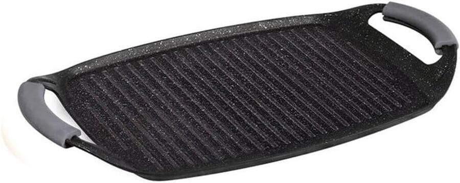 Platte Grill Koekenpan Lekker Koken Grote Oppervlakte 47 cm Donkergrijs Metallic